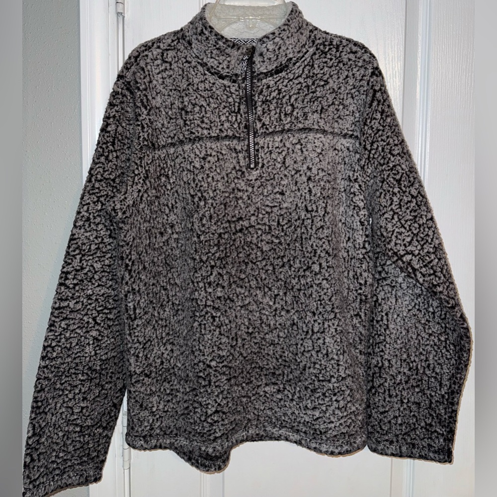 Wonder Nation Girls Sherpa Quarter Zip Jacket Black Gray Size XXL (18)